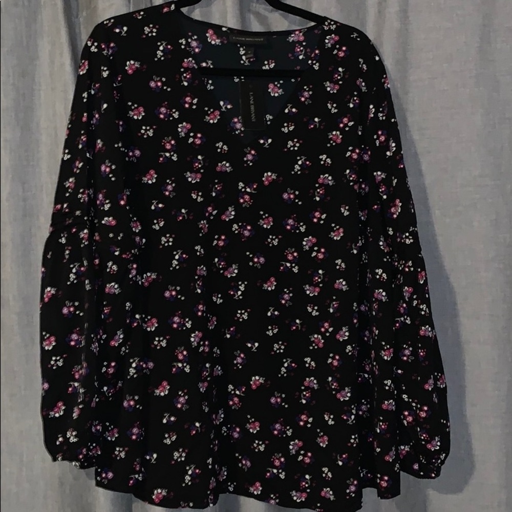 Lane Bryant black floral blouse